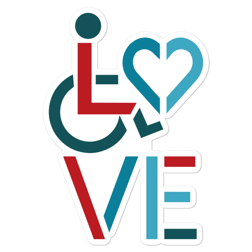 LOVE (for the Special Needs Community) Men's Stacked Design Sticker
