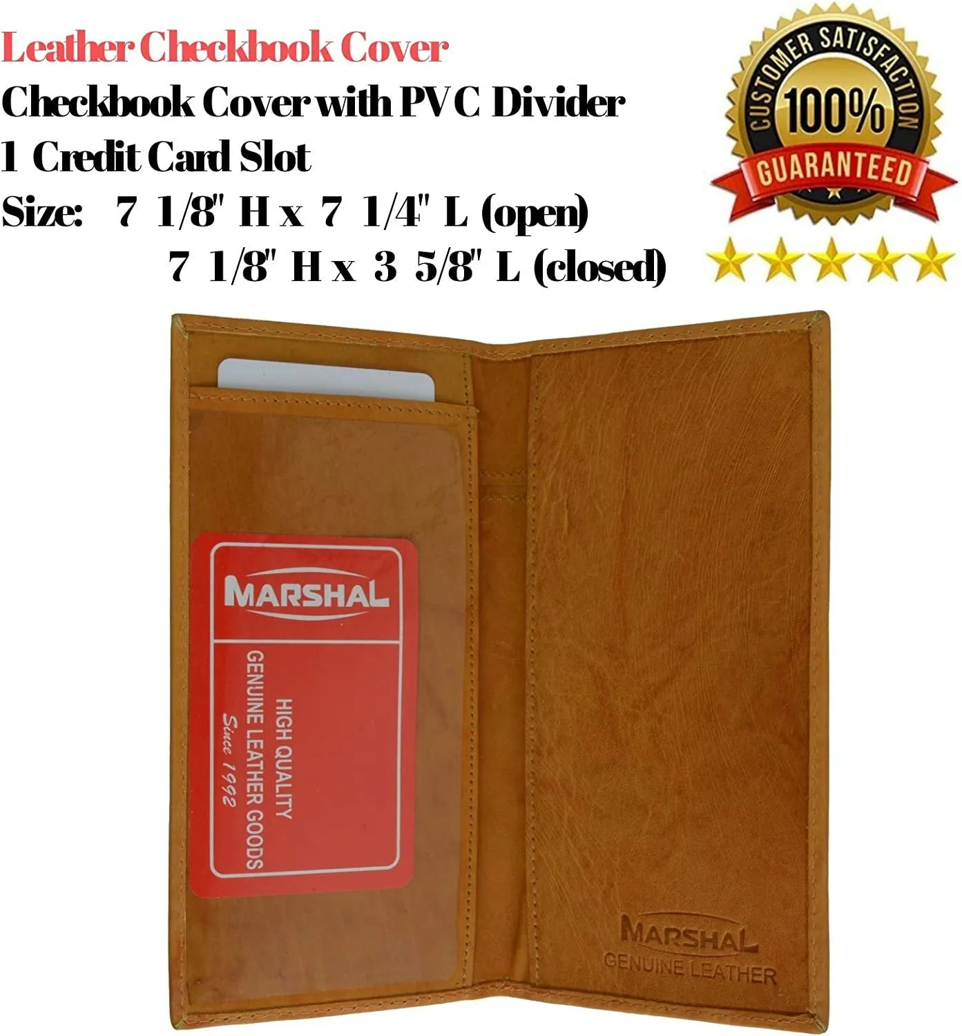 Marshal Checkbook Covers - Set of 2 - Genuine Leather (Burgundy-Tan)