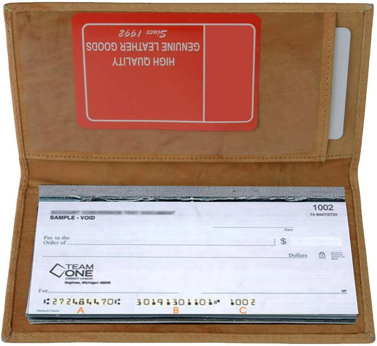 Marshal Checkbook Covers - Set of 2 - Genuine Leather (Burgundy-Tan)