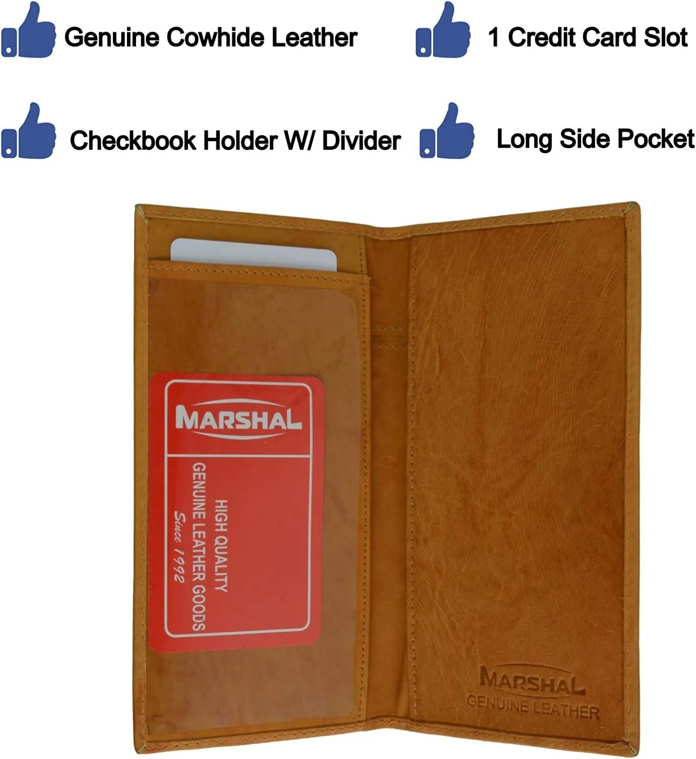Marshal Checkbook Covers - Set of 2 - Genuine Leather (Burgundy-Tan)
