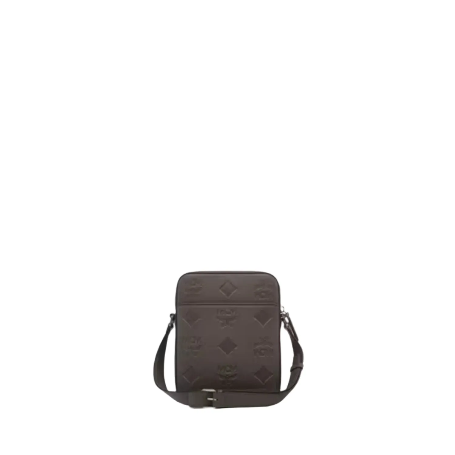 MCM Men's Natural Leather Crossbody Bag with Embossed Maxi Monogram