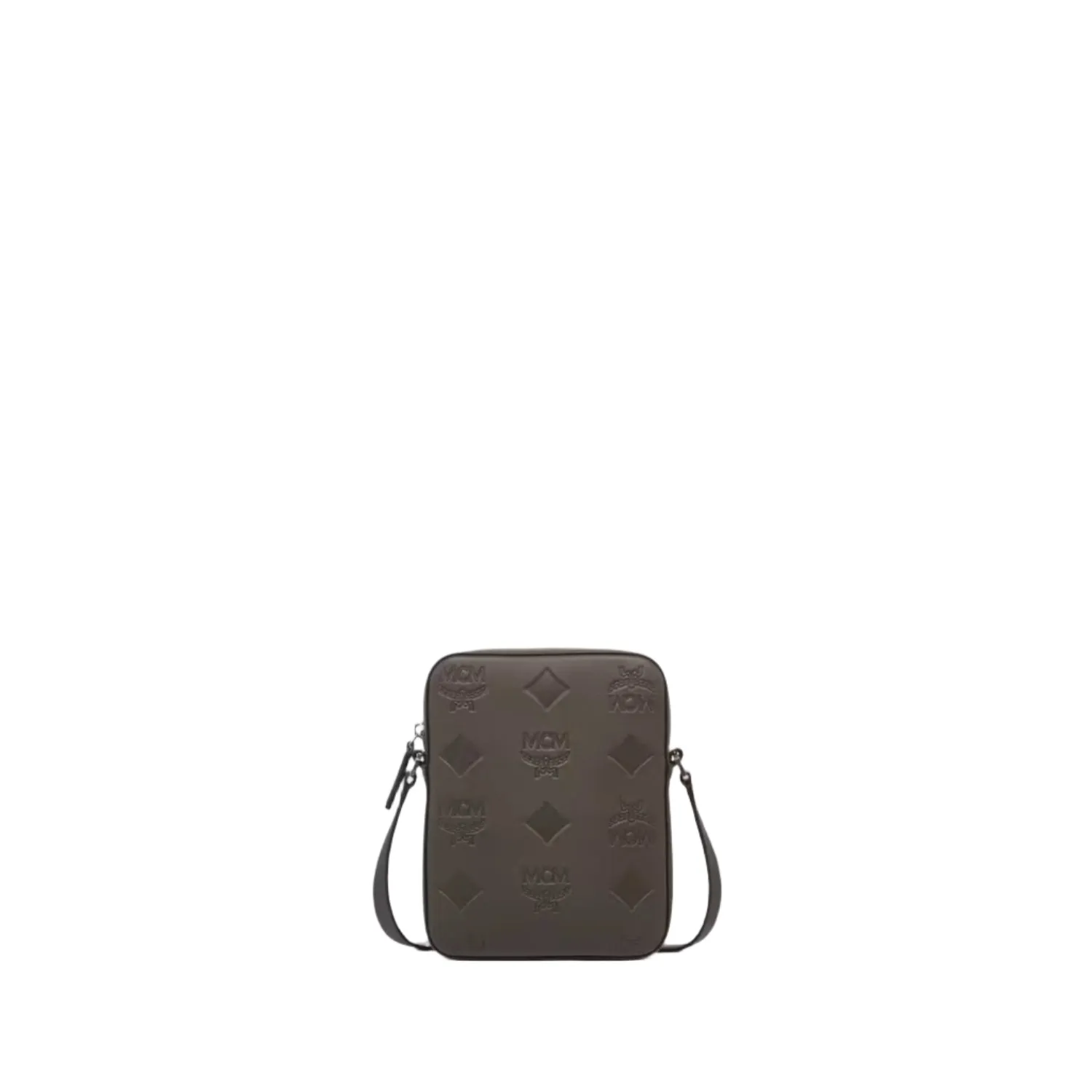 MCM Men's Natural Leather Crossbody Bag with Embossed Maxi Monogram
