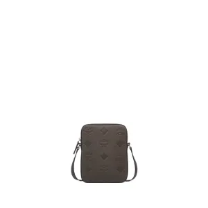 MCM Men's Natural Leather Crossbody Bag with Embossed Maxi Monogram