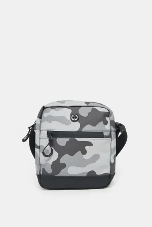 Men Grey Camouflages Cross Body Bag