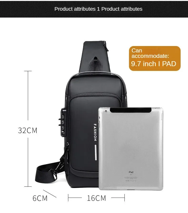 Men's Anti-Theft Chest Bag – USB Charging Crossbody Sling Bag for School, Travel & Daily Use