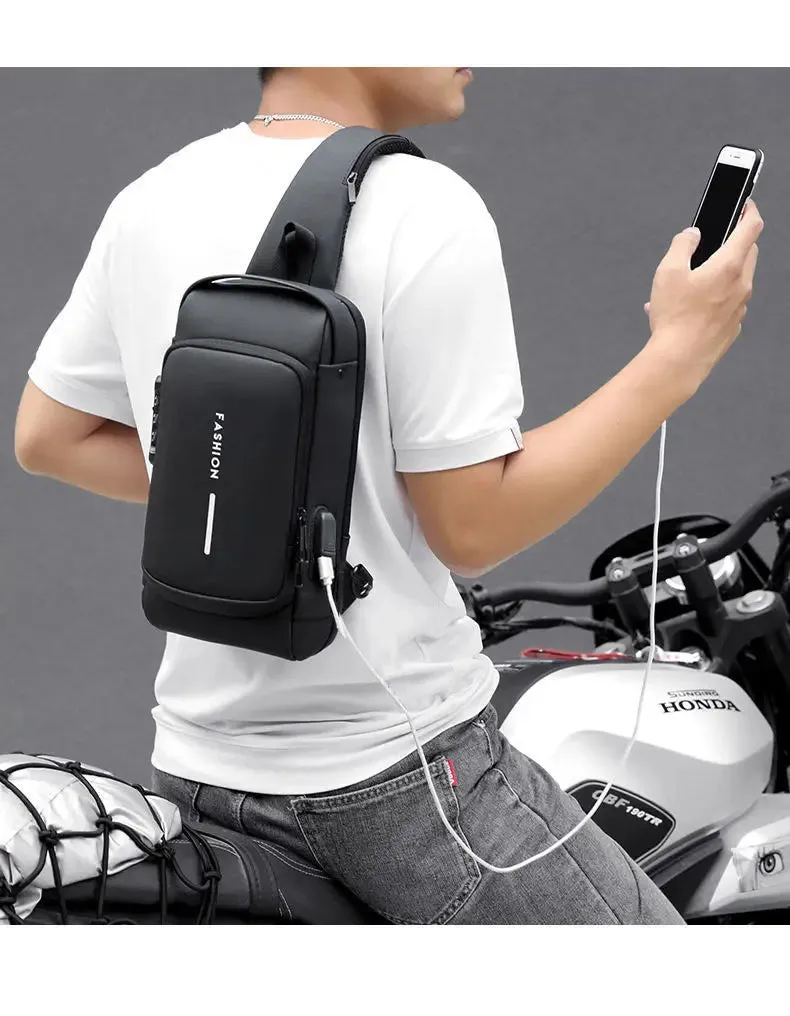 Men's Anti-Theft Chest Bag – USB Charging Crossbody Sling Bag for School, Travel & Daily Use