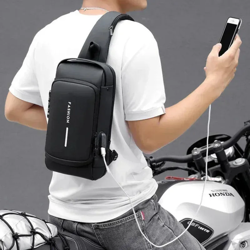 Men's Anti-Theft Chest Bag – USB Charging Crossbody Sling Bag for School, Travel & Daily Use