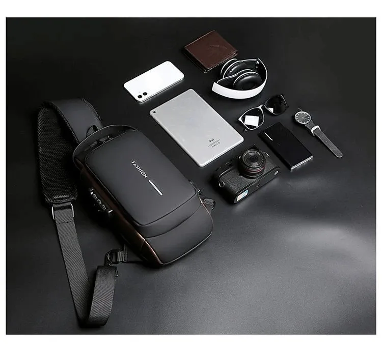 Men's Anti-Theft Chest Bag – USB Charging Crossbody Sling Bag for School, Travel & Daily Use