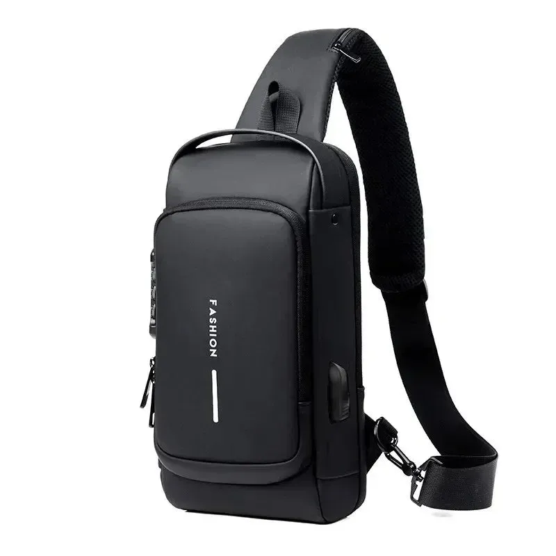 Men's Anti-Theft Chest Bag – USB Charging Crossbody Sling Bag for School, Travel & Daily Use