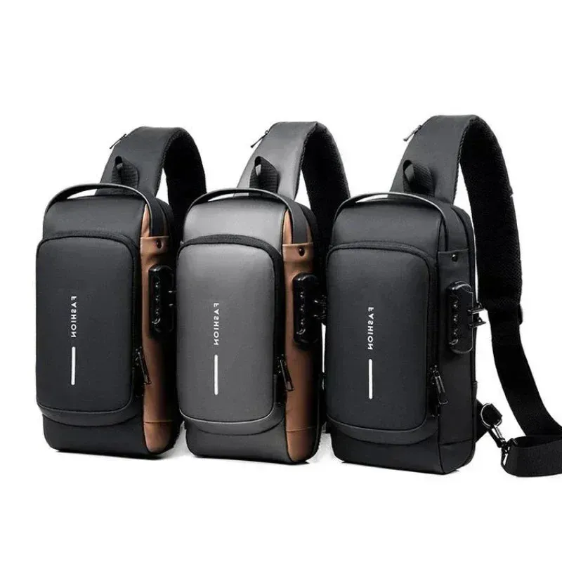 Men's Anti-Theft Chest Bag – USB Charging Crossbody Sling Bag for School, Travel & Daily Use