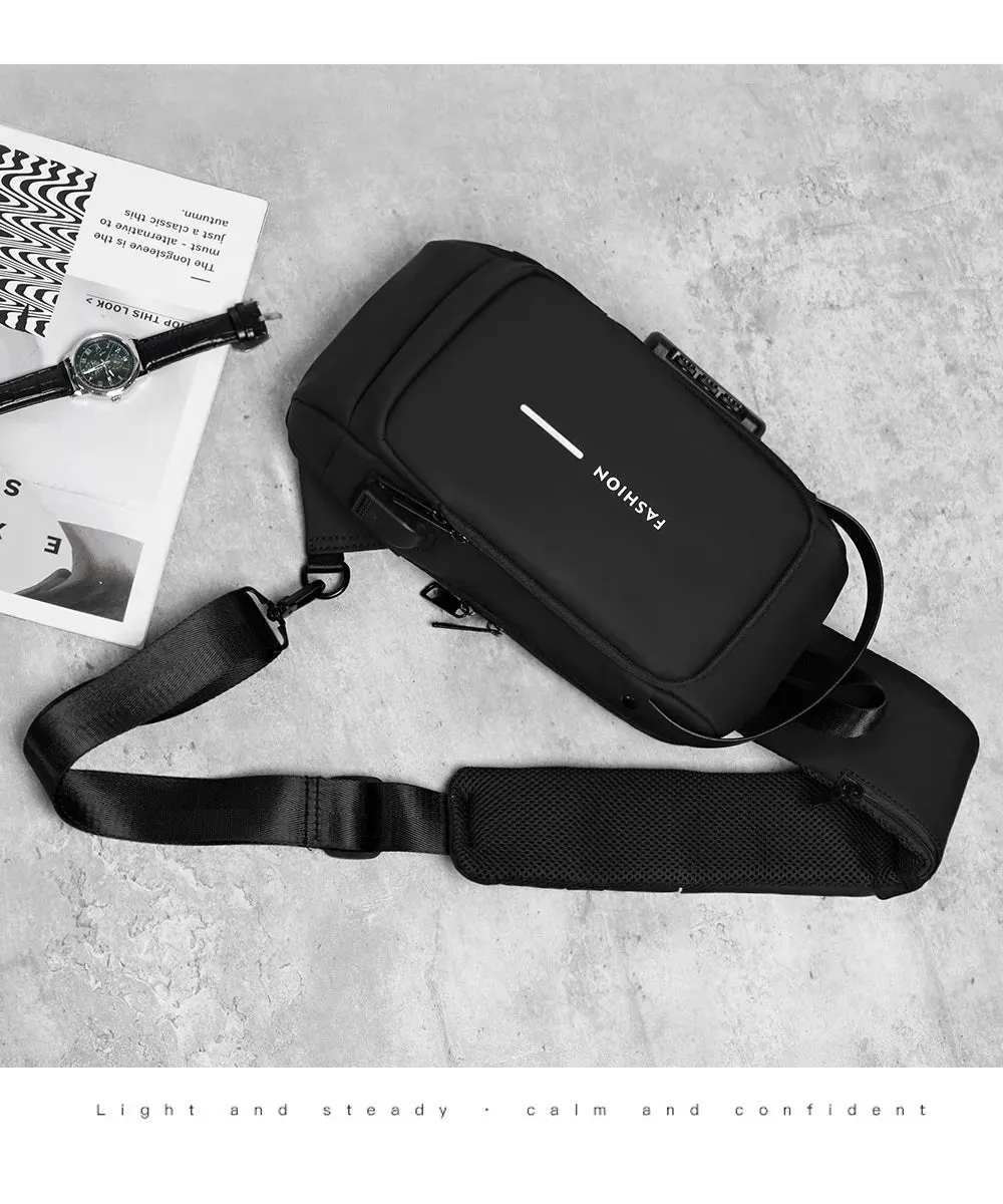 Men's Anti-Theft Chest Bag – USB Charging Crossbody Sling Bag for School, Travel & Daily Use
