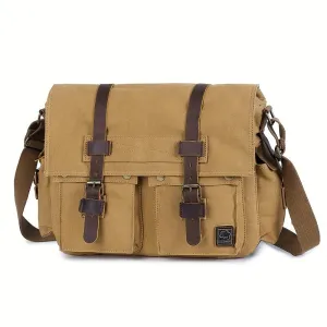Men's Canvas Crossbody Bag Large Laptop Shoulder Briefcase