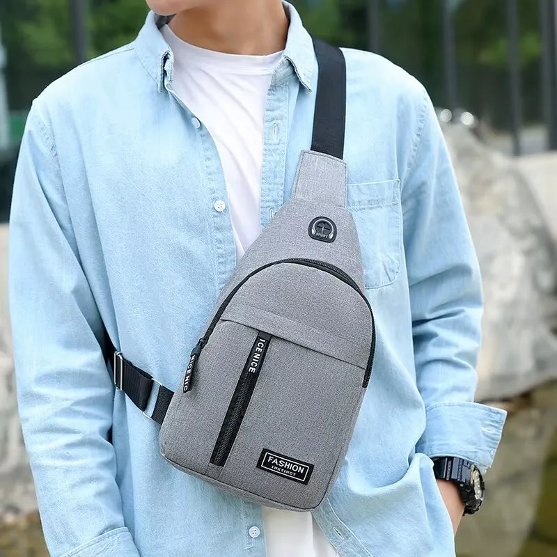 Men’s Fashionable Chest Bag - Solid Color Crossbody for Outdoor & Casual Wear