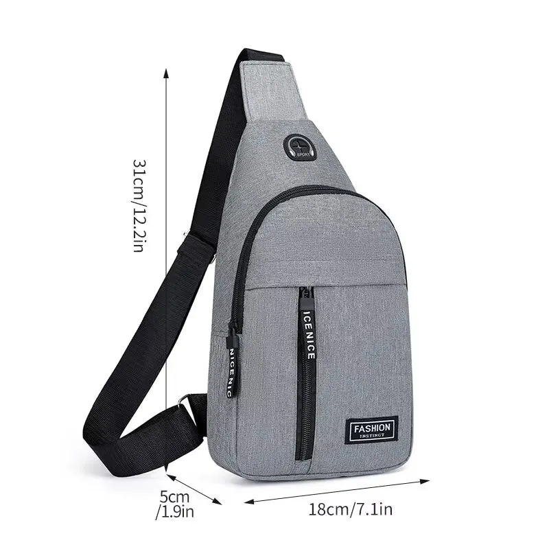 Men’s Fashionable Chest Bag - Solid Color Crossbody for Outdoor & Casual Wear