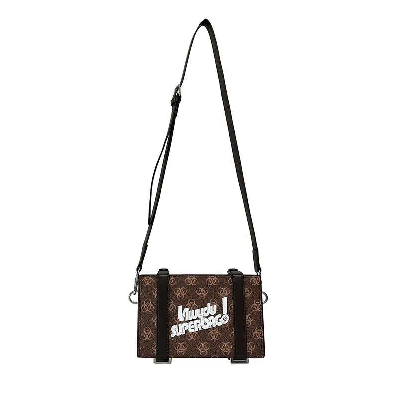 Men's Korean Style Trendy Printed Box Crossbody Bags