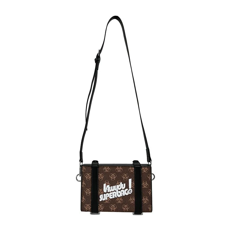 Men's Korean Style Trendy Printed Box Crossbody Bags