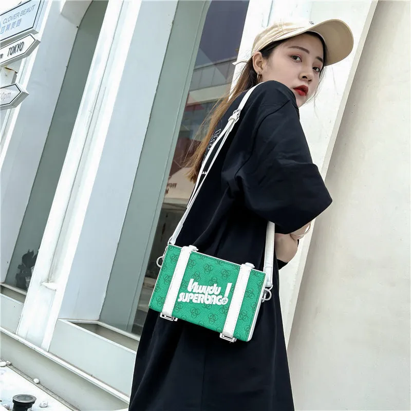 Men's Korean Style Trendy Printed Box Crossbody Bags