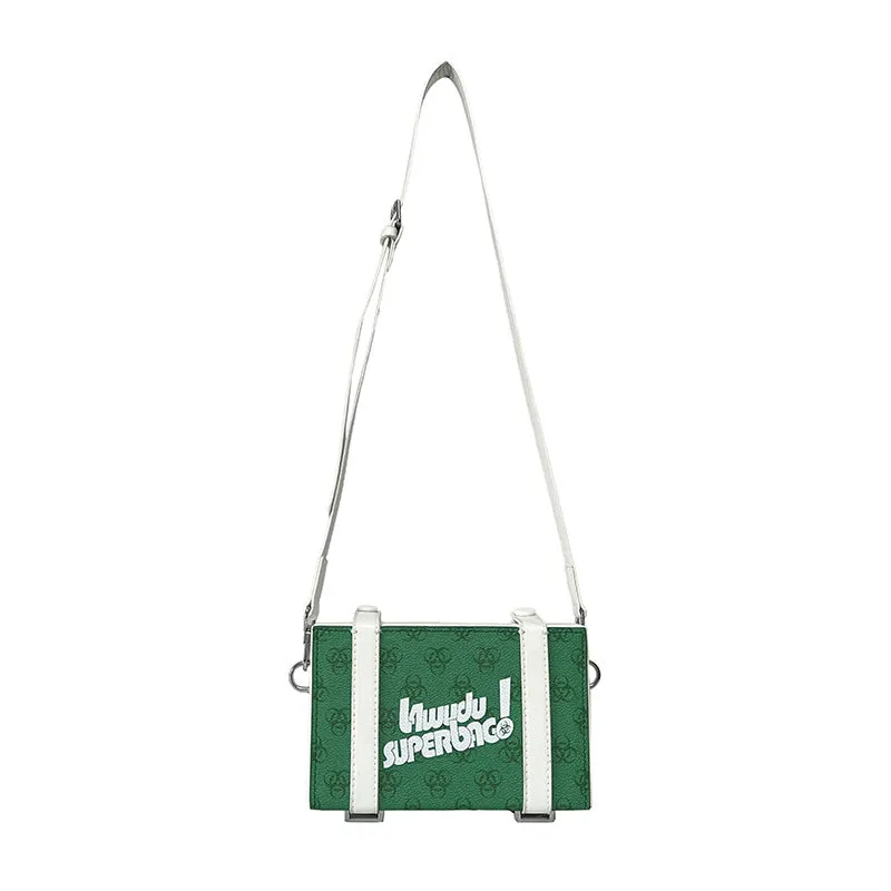Men's Korean Style Trendy Printed Box Crossbody Bags