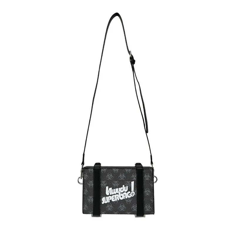 Men's Korean Style Trendy Printed Box Crossbody Bags