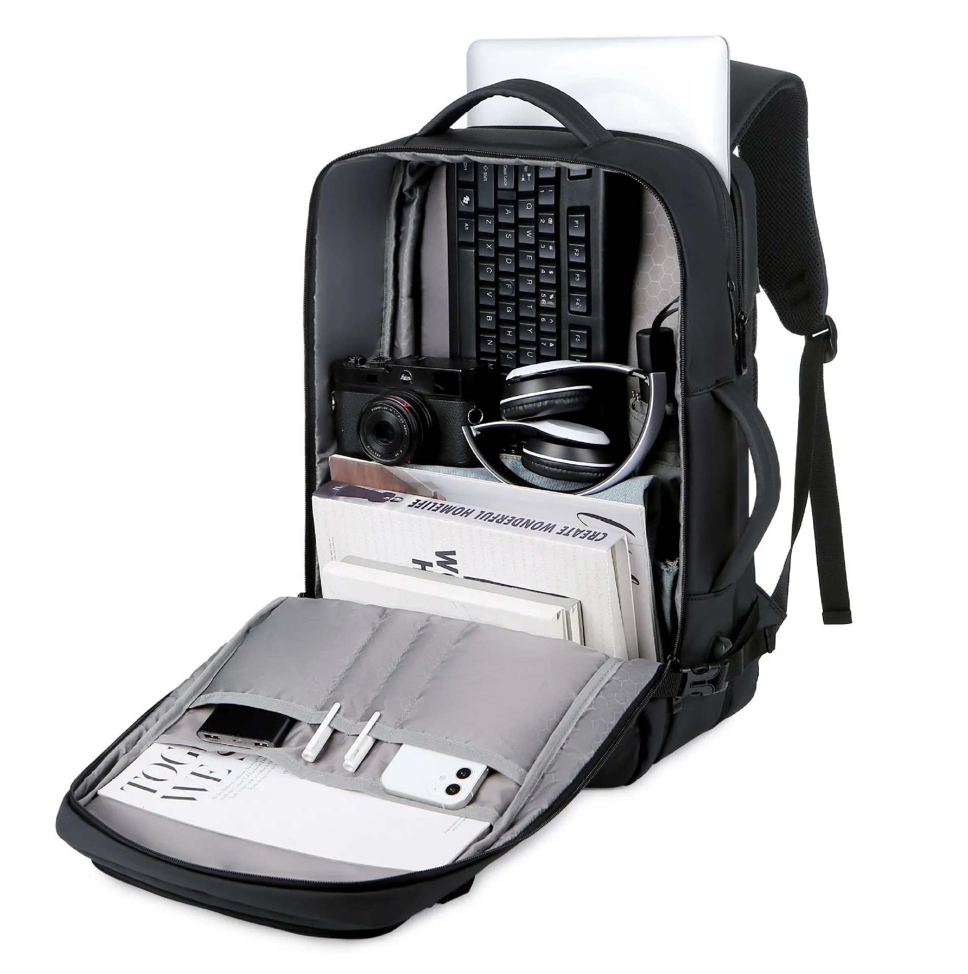 Men's Large Capacity Expansion Reflective Business Commute Backpacks
