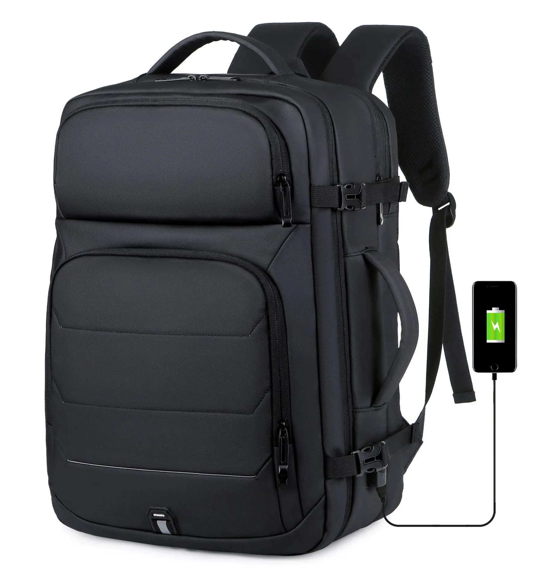 Men's Large Capacity Expansion Reflective Business Commute Backpacks
