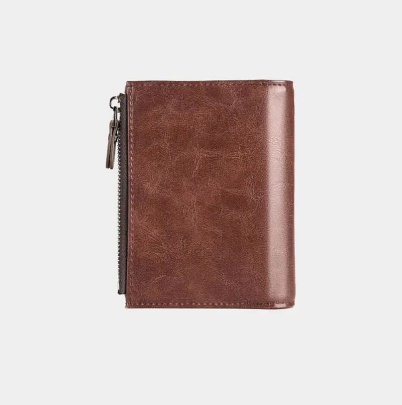 Men’s Leather Wallet – RFID Short Card Holder with Zipper