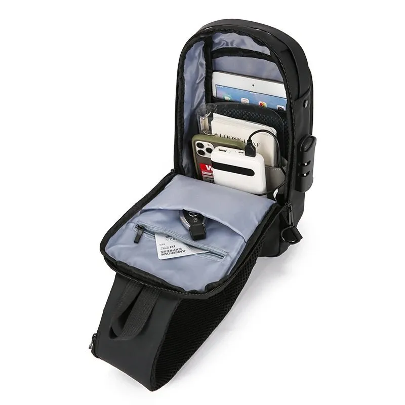 Men's Multifunction Anti-theft USB Shoulder Bag Man Crossbody Cross Body Travel Sling Chest Bags Pack Messenger Pack for Male