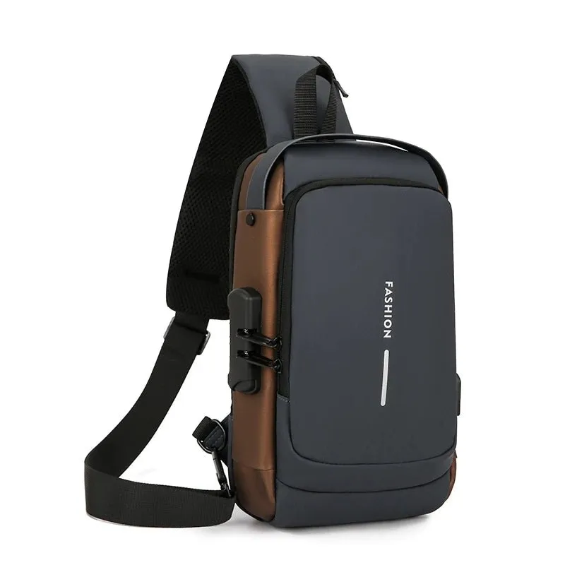 Men's Multifunction Anti-theft USB Shoulder Bag Man Crossbody Cross Body Travel Sling Chest Bags Pack Messenger Pack for Male
