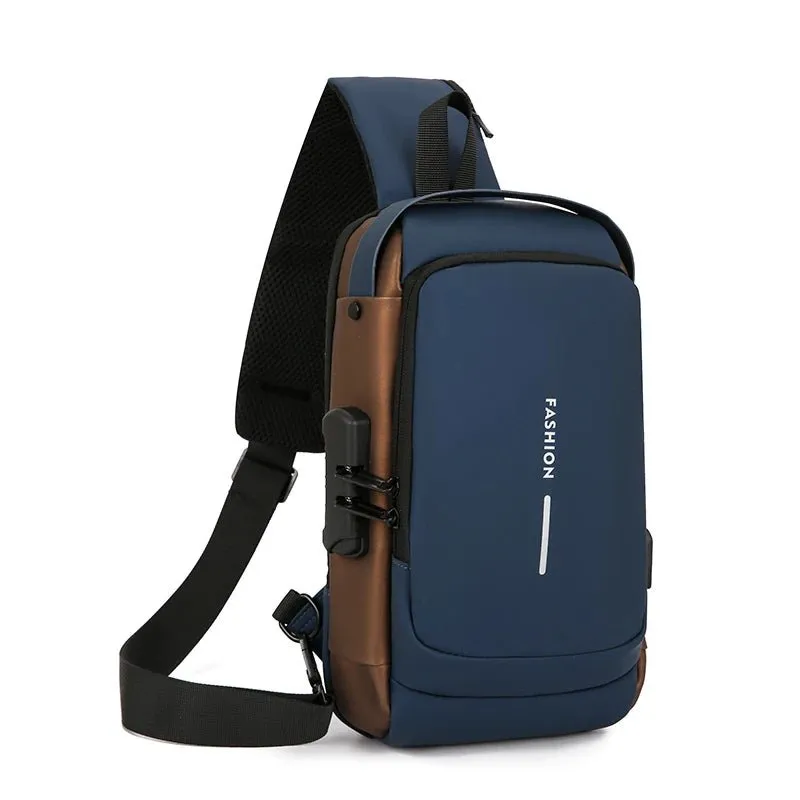 Men's Multifunction Anti-theft USB Shoulder Bag Man Crossbody Cross Body Travel Sling Chest Bags Pack Messenger Pack for Male