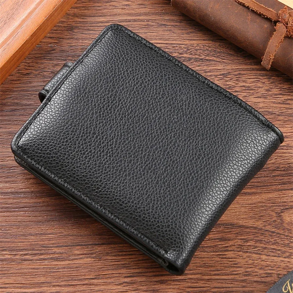 Men’s Vintage Leather Wallet – Zipper & Snap Closure