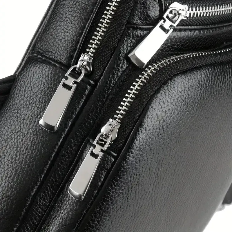 Men’s Vintage PU Leather Crossbody Sling Bag with Multiple Pockets and Secure Buckle Closure, Ideal for Travel or Daily Use