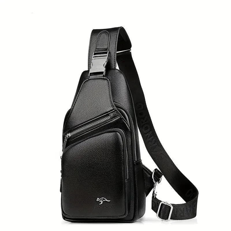Men’s Vintage PU Leather Crossbody Sling Bag with Multiple Pockets and Secure Buckle Closure, Ideal for Travel or Daily Use