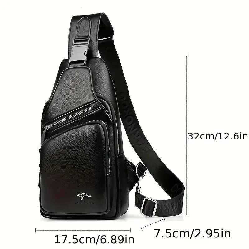 Men’s Vintage PU Leather Crossbody Sling Bag with Multiple Pockets and Secure Buckle Closure, Ideal for Travel or Daily Use