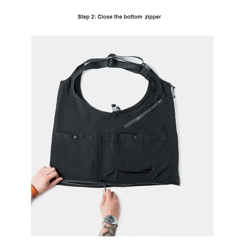 Multi-Pocket Sleeveless Vest Satchel Bag Dual-purpose Jacket