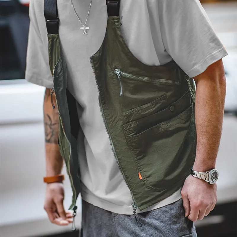 Multi-Pocket Sleeveless Vest Satchel Bag Dual-purpose Jacket
