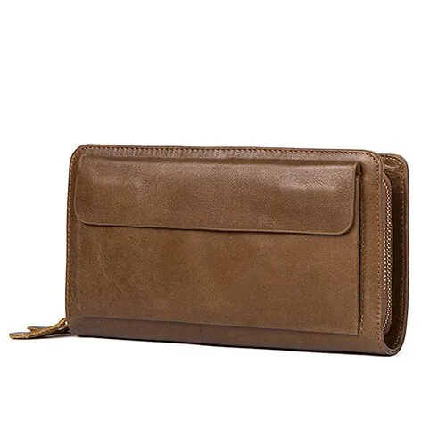 MVA Men's Clutch Male Wallet Men's Genuine Leather Double Zipper Clutch Bags purse for men Passport Phone Wallets credit card