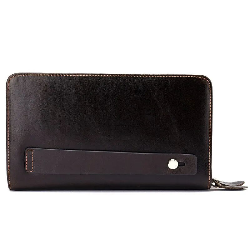 MVA Men's Clutch Male Wallet Men's Genuine Leather Double Zipper Clutch Bags purse for men Passport Phone Wallets credit card