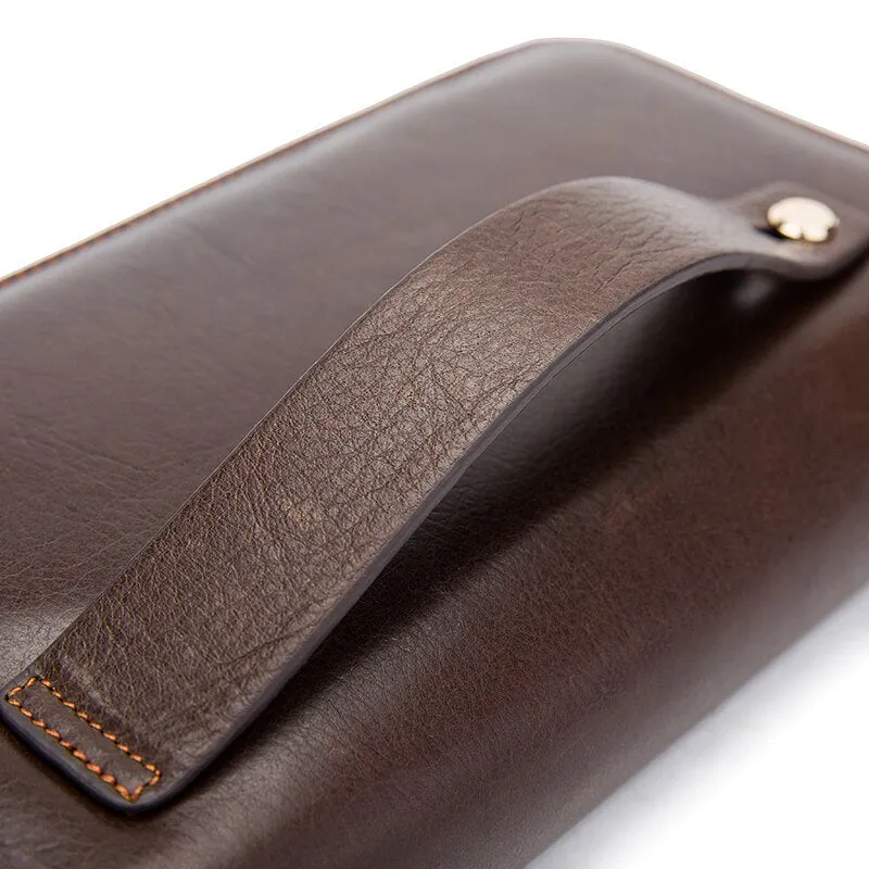 MVA Men's Clutch Male Wallet Men's Genuine Leather Double Zipper Clutch Bags purse for men Passport Phone Wallets credit card