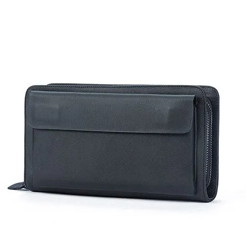 MVA Men's Clutch Male Wallet Men's Genuine Leather Double Zipper Clutch Bags purse for men Passport Phone Wallets credit card