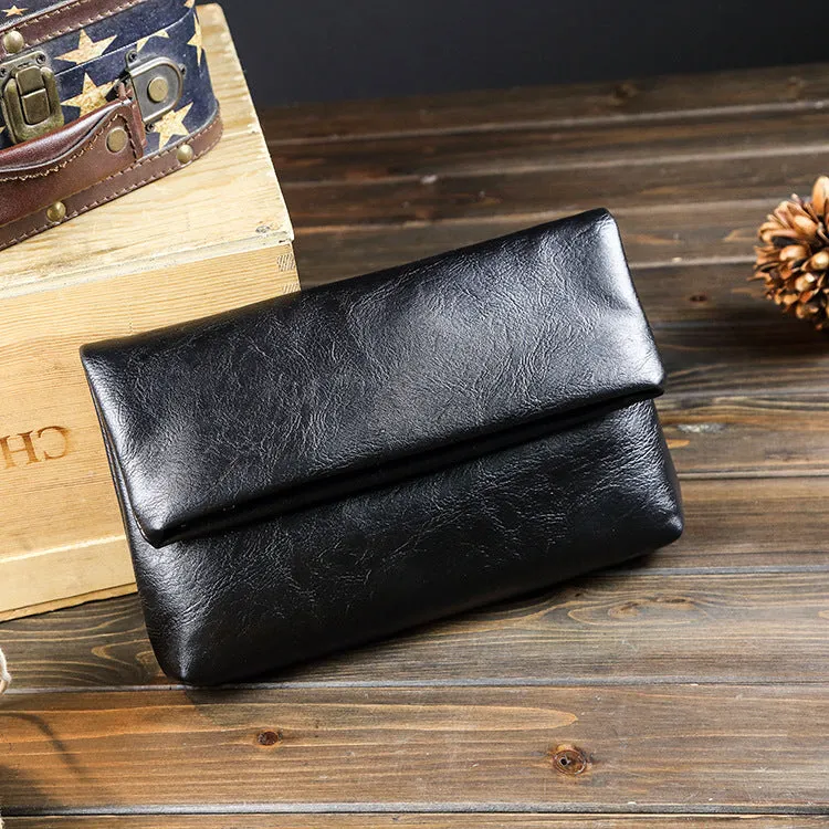 new men's and women's handbags, men's bags, large-capacity clutch bags, soft leather casual bags, Korean version in stock.