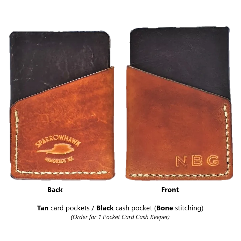 Pocket Card & Cash Keeper - Hand Finished - Embossed Initials
