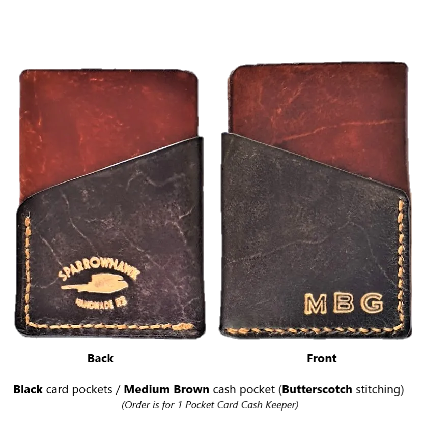 Pocket Card & Cash Keeper - Hand Finished - Embossed Initials