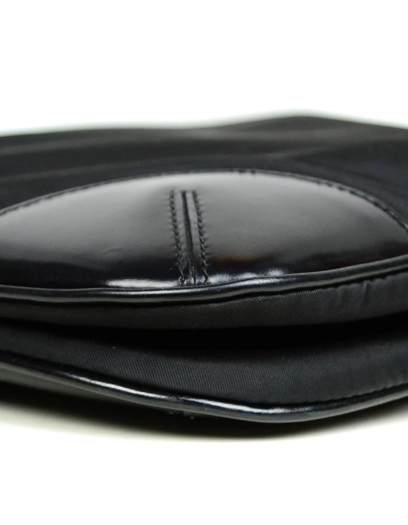 Prada Black Flat Tessuto Nylon Crossbody Bag w/ Leather Trim