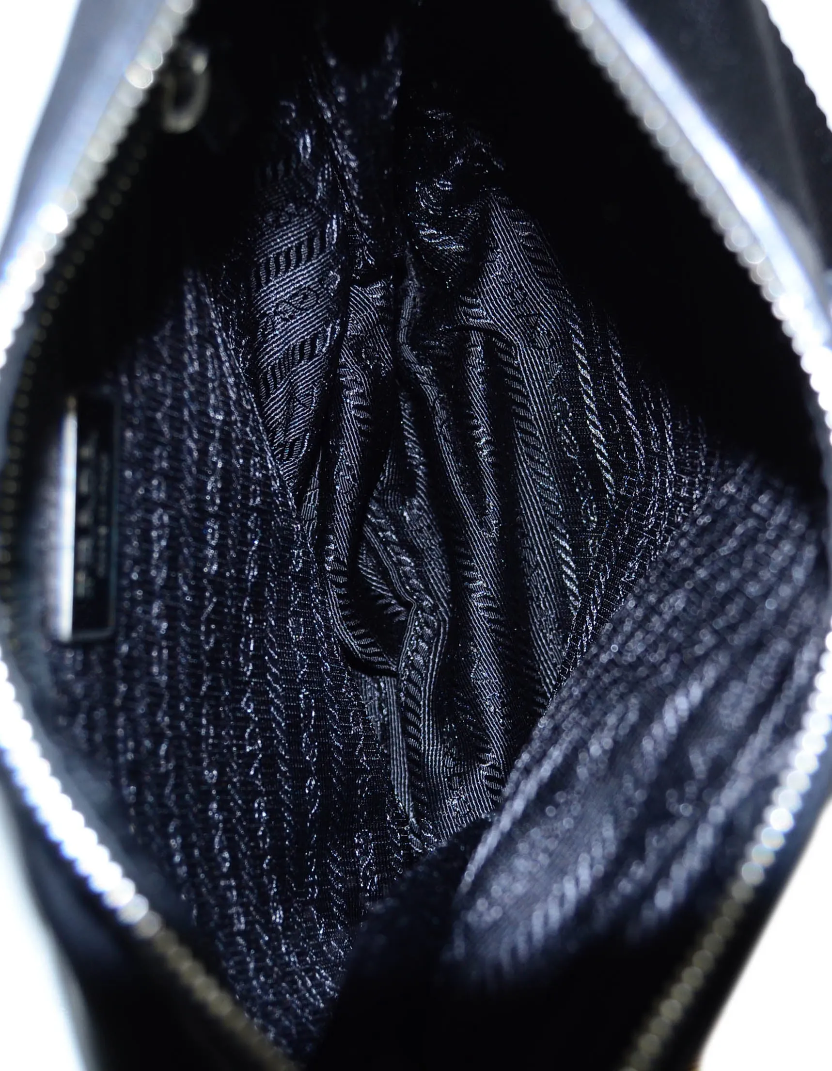 Prada Black Flat Tessuto Nylon Crossbody Bag w/ Leather Trim
