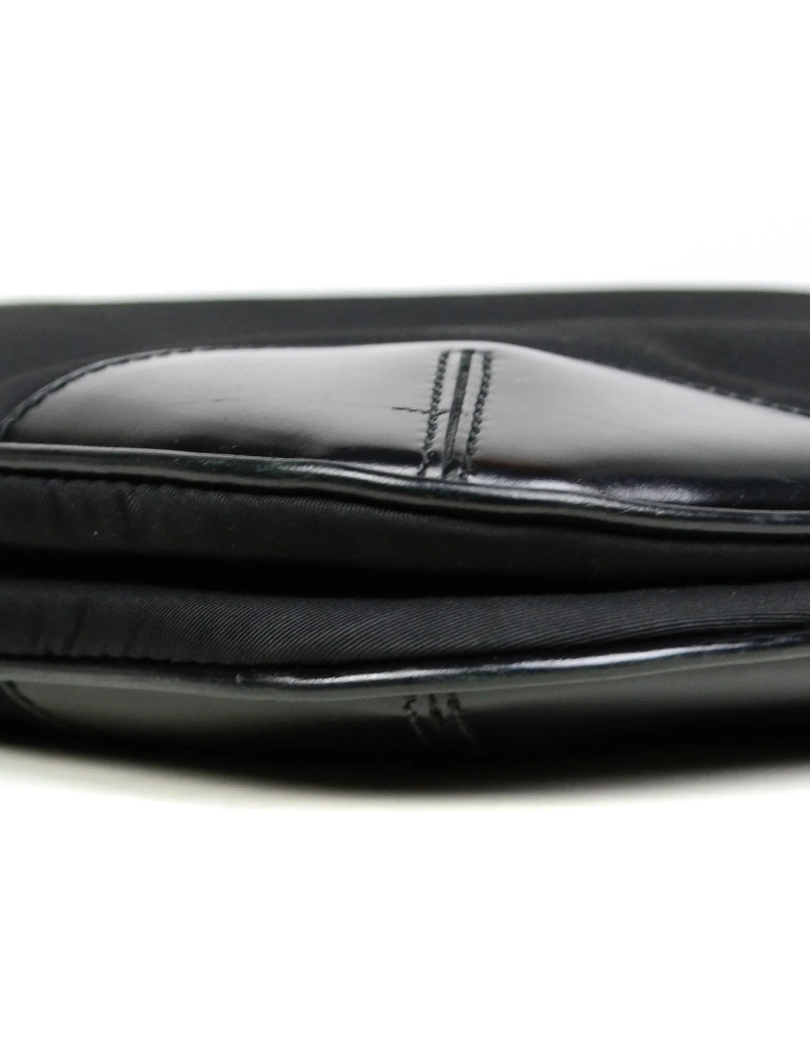 Prada Black Flat Tessuto Nylon Crossbody Bag w/ Leather Trim