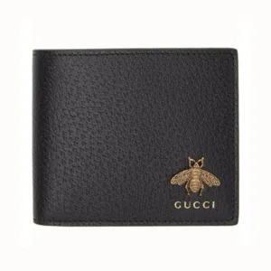 Premium Animalier Black Leather Bi-fold Men Wallet