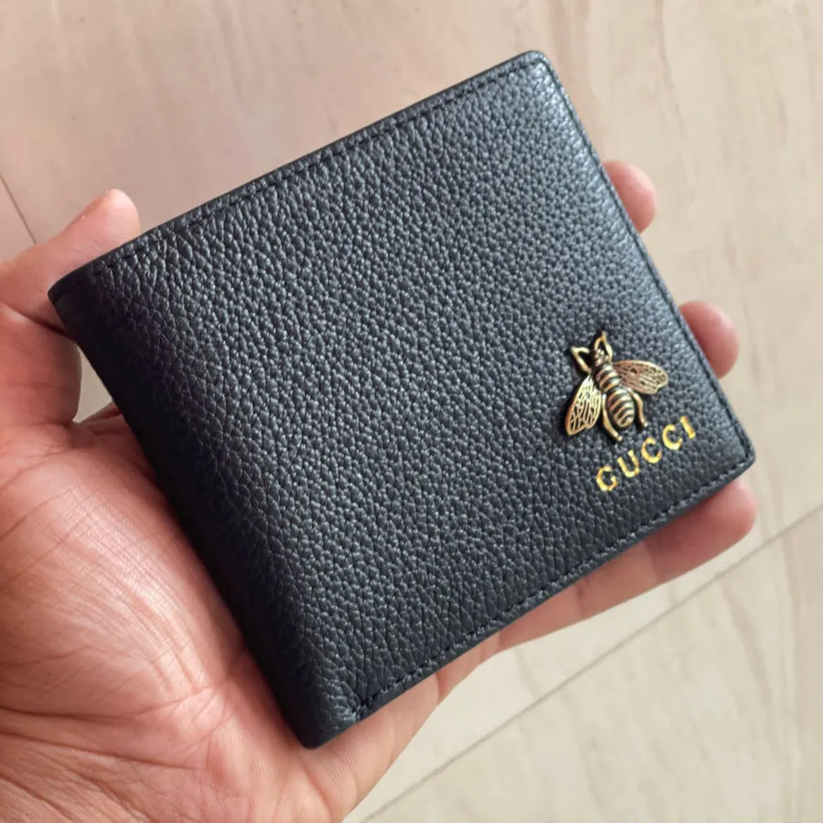 Premium Animalier Black Leather Bi-fold Men Wallet