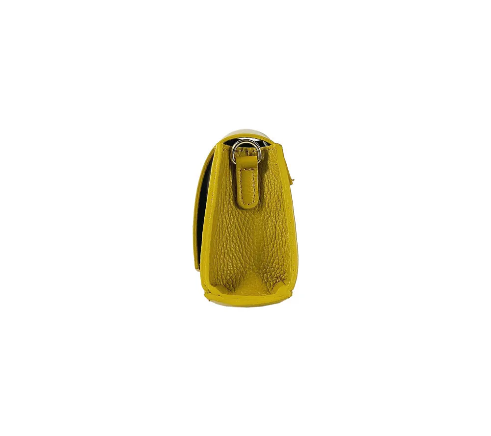 Renato Borzatta Leather Shoulder Clutch Bag Mustard Yellow