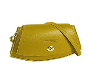 Renato Borzatta Leather Shoulder Clutch Bag Mustard Yellow