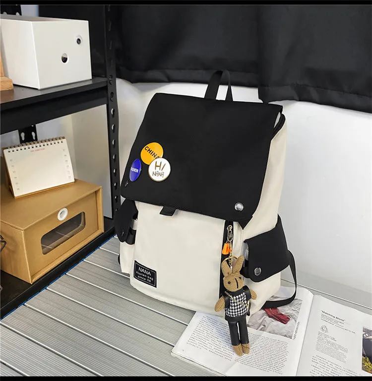 Women's & Men's & Contrast Color Large Capacity Junior High Backpacks